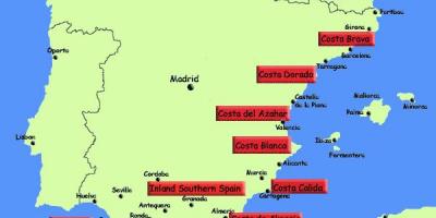 Espanjan kartta - Kartat Espanja (Etelä-Euroopassa - Eurooppa)